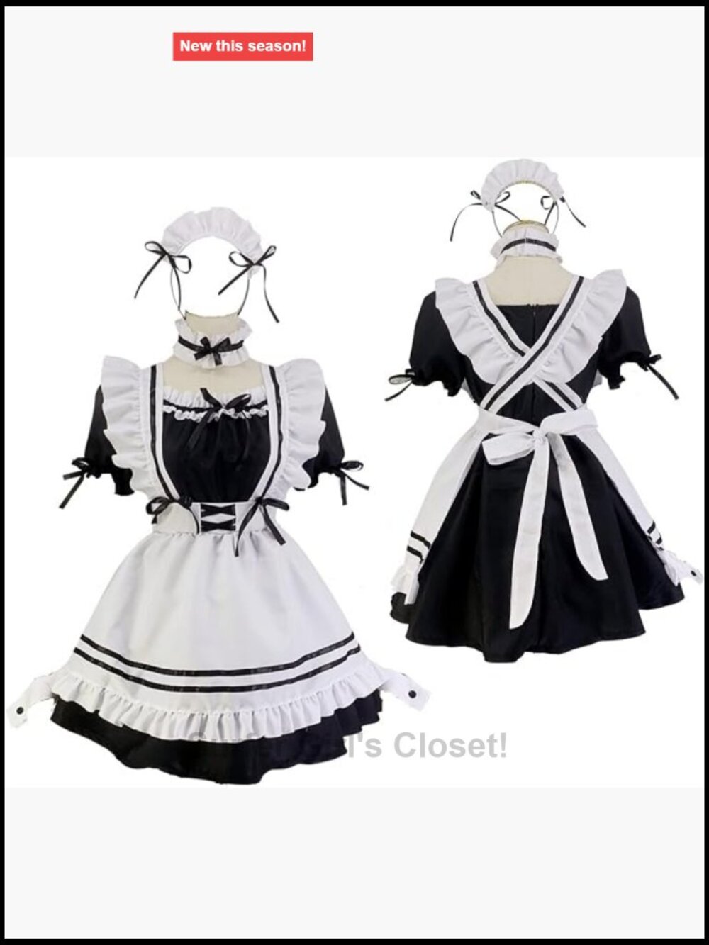 Japanese Anime Cosplay Costume Maid Dress Set for Women Halloween Party
